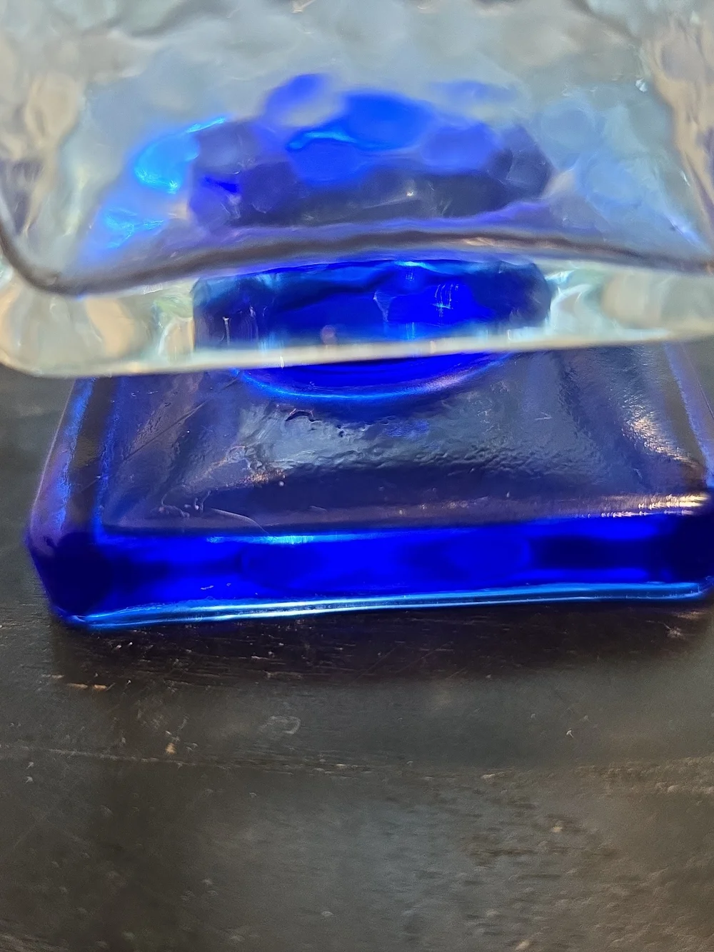 Clear Glass Tumbler with Cobalt Blue Accent - Home Dining Bar